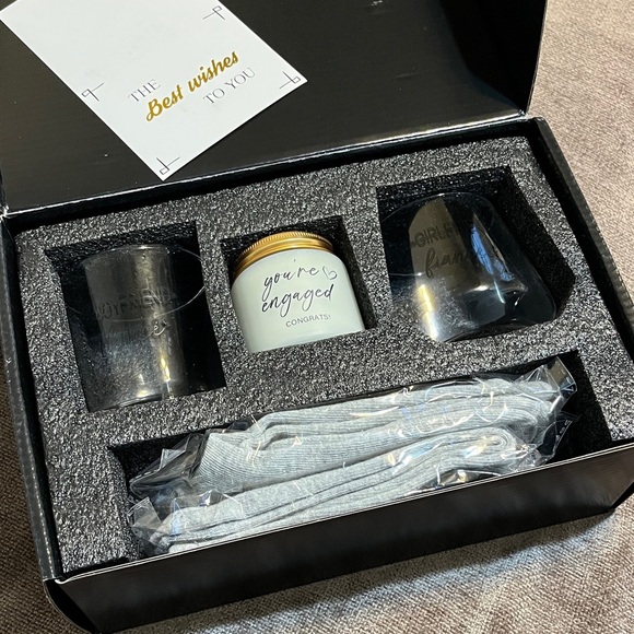None Other - NWT Engagement Gift Set with Candle, Glasses and Socks